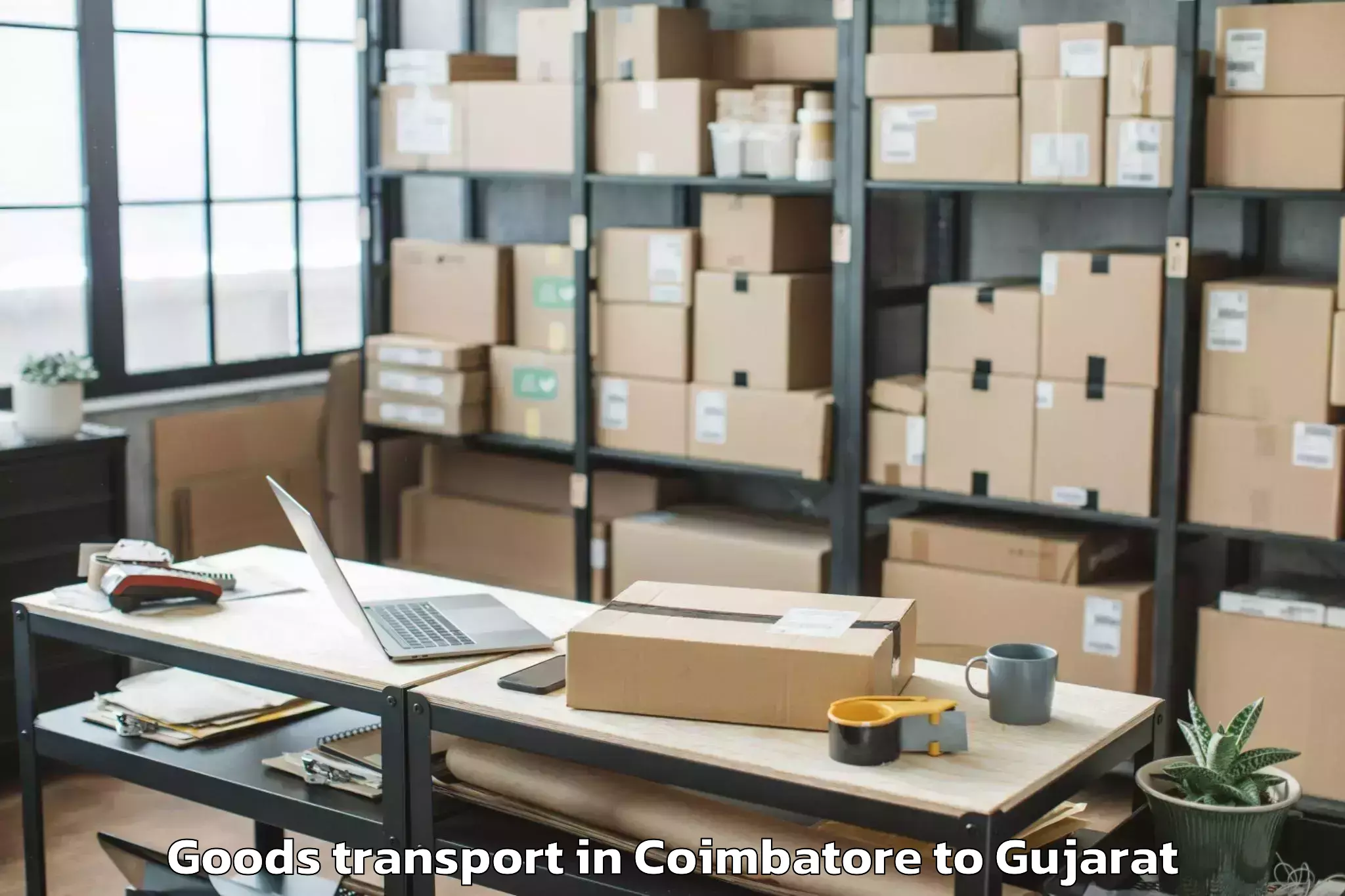 Easy Coimbatore to Jasdan Goods Transport Booking